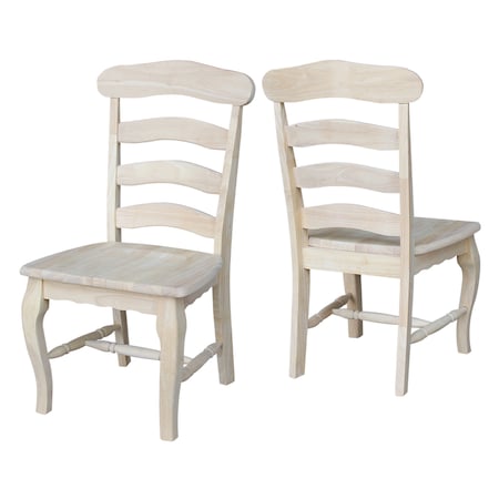 International Concepts Set of 2 Country French Chairs with Solid Seats, Unfinished C-219P